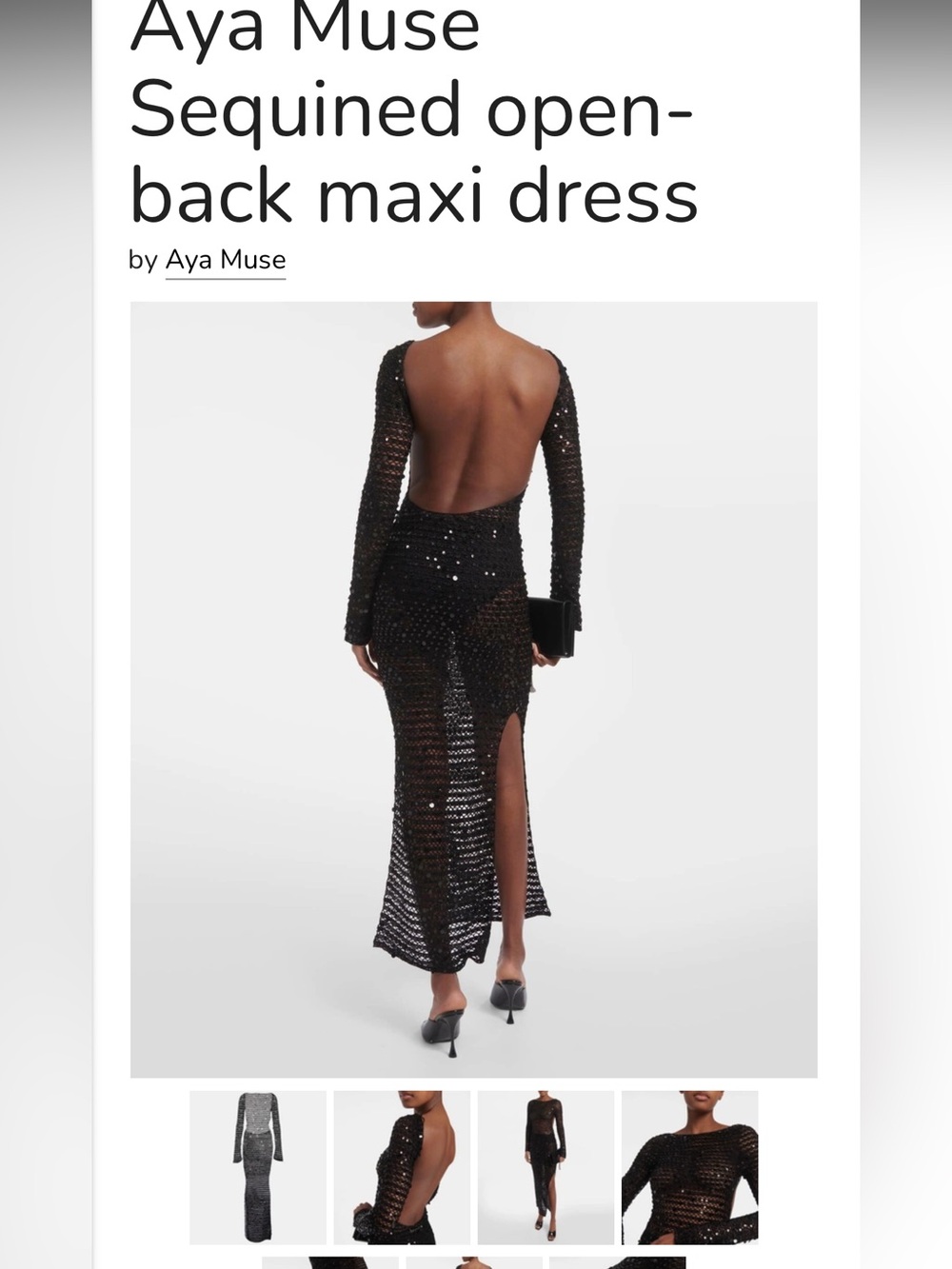 Aya Muse Black Sequined Open-Back Maxi Gown